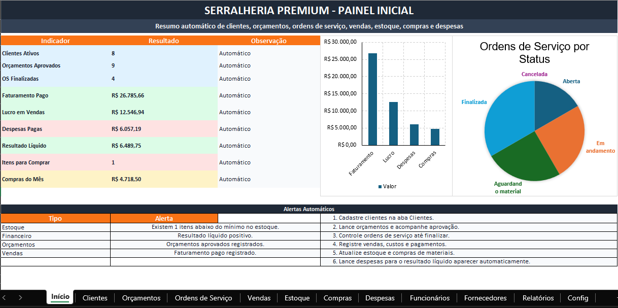 🏗️ Planilha Serralheria Premium Completa